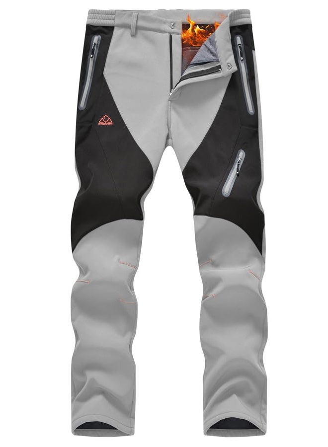 Rdruko Men's Snow Pants Waterproof Insulated Fleece Lined Ski Hiking Snowboard Winter Pants with Pockets, Light Grey, 34 - Image 1