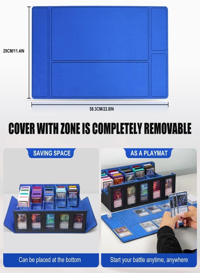 Kabinka Trading Card Storage Box with Commander Display , 5-Row Deck Case with Removable Lid; 3900+ Card Deck Box for MTG TCG Sports Card, 5 Toploaders, 5 Stoppers, 48 Dividers,1 Dice Tray (Black Blue) - Image 5