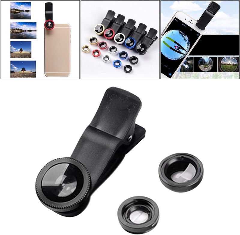 كلاراكو مجموعة عدسات كاميرا الهاتف المحمول، عدسة هاتف عالية الدقة 3 في 1 مع مشبك عين السمكة 0.67X عدسة ماكرو بزاوية واسعة ومشبك عالمي قابل للفصل للهواتف الذكية والأجهزة اللوحية - Image 3