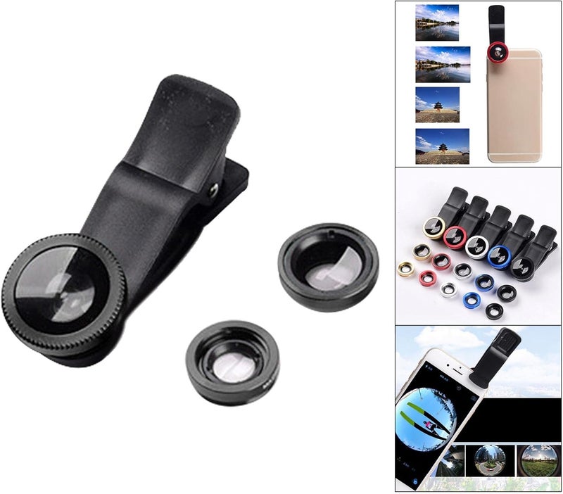كلاراكو مجموعة عدسات كاميرا الهاتف المحمول، عدسة هاتف عالية الدقة 3 في 1 مع مشبك عين السمكة 0.67X عدسة ماكرو بزاوية واسعة ومشبك عالمي قابل للفصل للهواتف الذكية والأجهزة اللوحية - Image 2