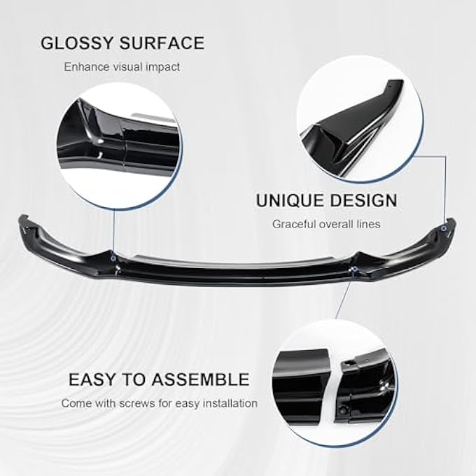Fancemot Glossy Black Front Bumper Lip Compatible with BMW M3 F80 2015-2018, Front Splitter for BMW M4 F82 F83 2015-2020 - Image 5