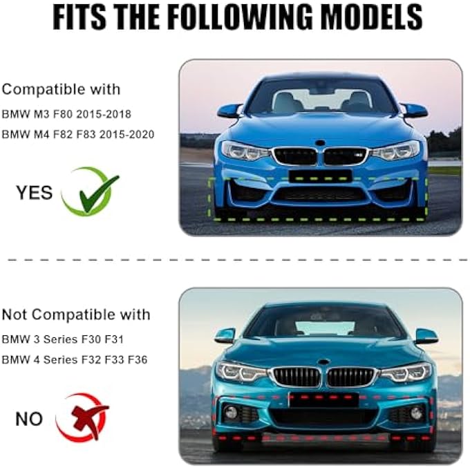Fancemot Glossy Black Front Bumper Lip Compatible with BMW M3 F80 2015-2018, Front Splitter for BMW M4 F82 F83 2015-2020 - Image 2