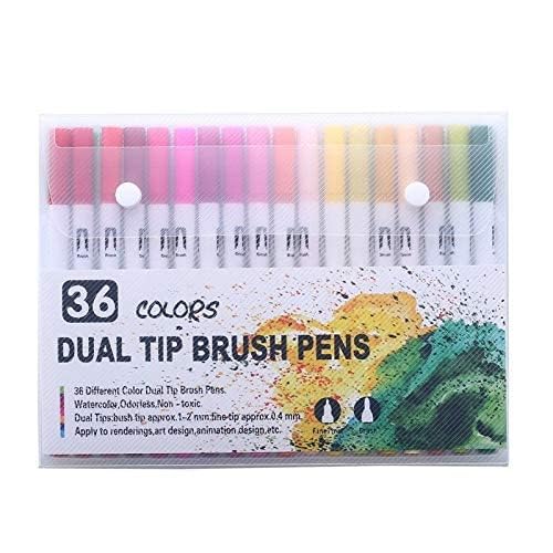 Generic QALAM KAARI Dual Tip Brush Marker PensFine and Brush Tip Colored Pens for ColoringArtSketchingBullet JournalColoring BookDrawing Set of 36  - Image 1