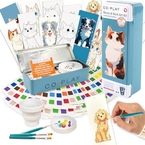COIPLAY 648 Color Blocks Watercolor Paint Set 52Bookmarks 3 Brushes Silicone Cup MeowBark Coloring Books for All Ages All in One Art Supplies Birthday Gift Christmas Gift Gift for Adults Craft kit - Image 1