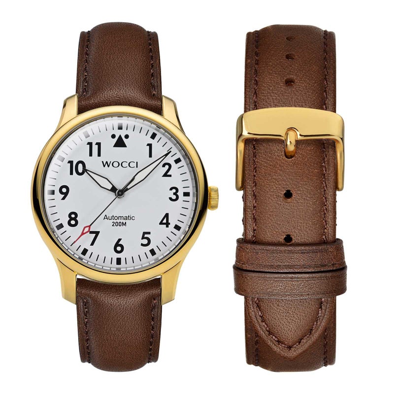 WOCCI 18mm Vintage Leather Watch Band for Men and Women, Gold Buckle (Dark Brown) - Image 5