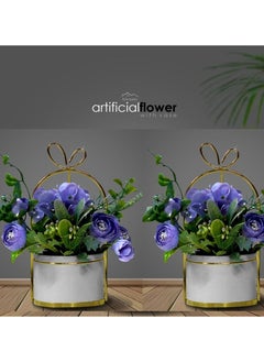 AIWANTO 2 Pcs Artificial Flowers With Flower Vases  - Image 1