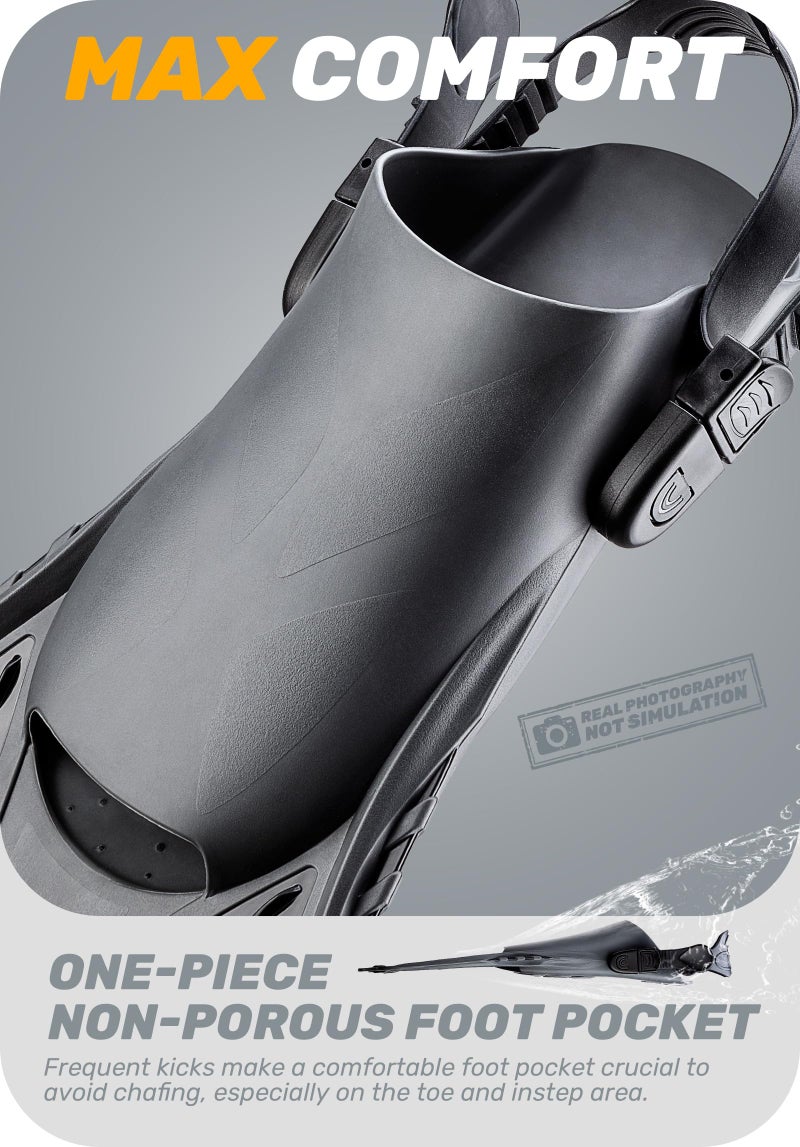 CAPAS Snorkel Fins, Swim Fins Travel Size Short Adjustable for Snorkeling Diving Adult Men Women Kids Open Heel Swimming Flippers - Image 5