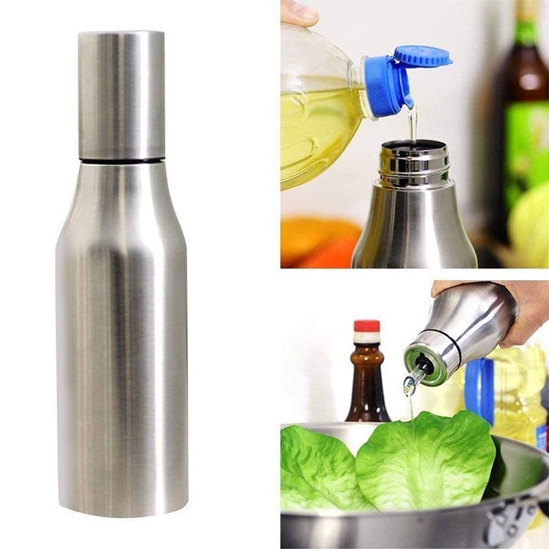 PRETOX Stainless Steel Safety Exquisitely Leak Proof Cooking Edible Oil Dispenser Gini Oil Pot Stainless Steel Unbreakable Oil Vinegar Pot Oil Pourer Bottle Silver1000ml Pack of 1