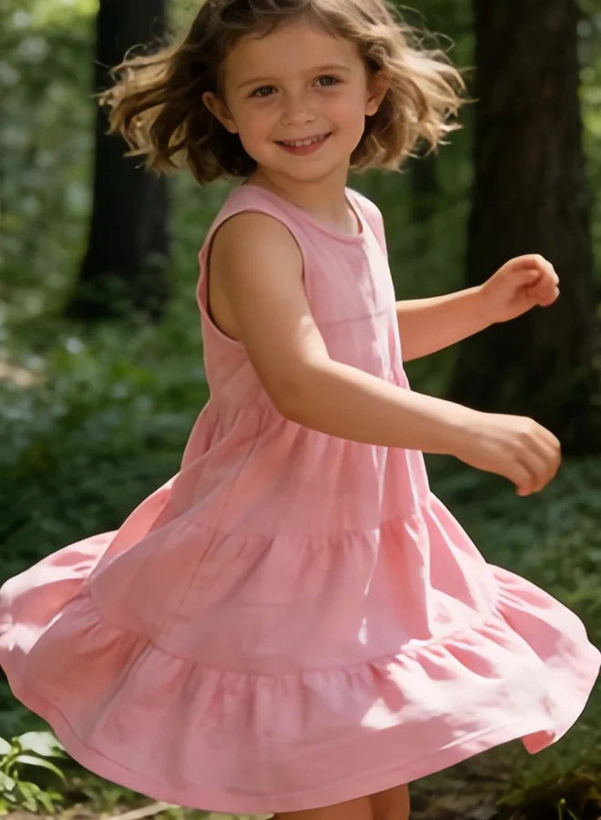 Take Two Girls Pink Sleeveless Tiered Dress