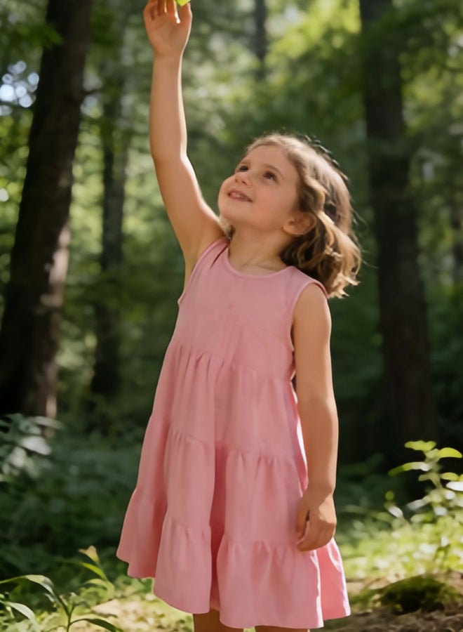 Take Two Girls Pink Sleeveless Tiered Dress - Image 3