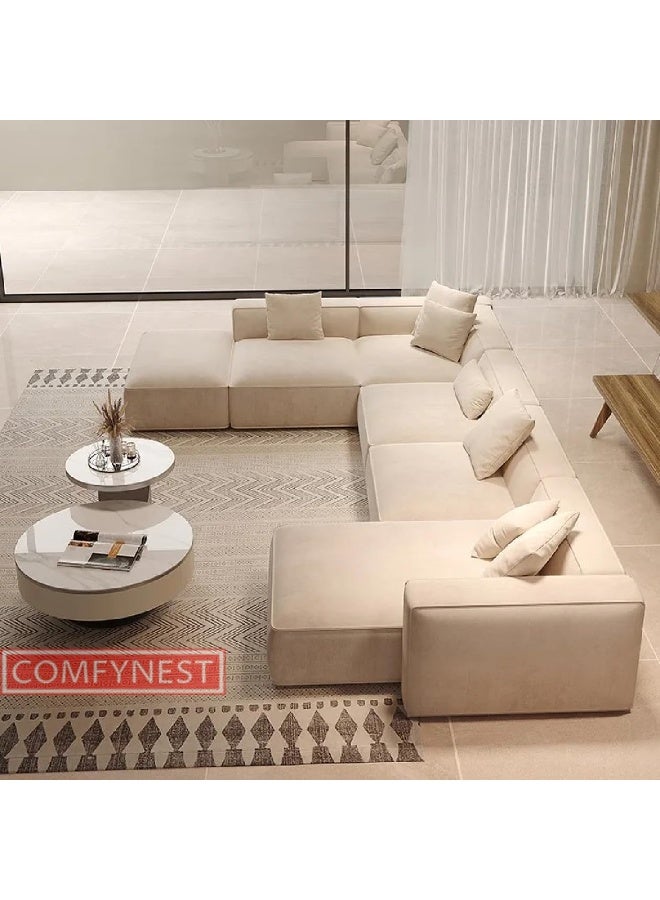 Comfynest طقم أريكة على شكل U حديث من قماش المخمل (سرير يسار) مع منظف قماش مجاني - Image 3