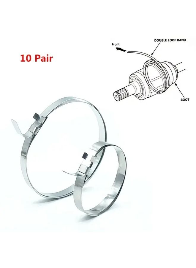 Stainless Steel CV Axle Dust Cover Clamp Kit 10 Pairs for Cars ATV - Image 1