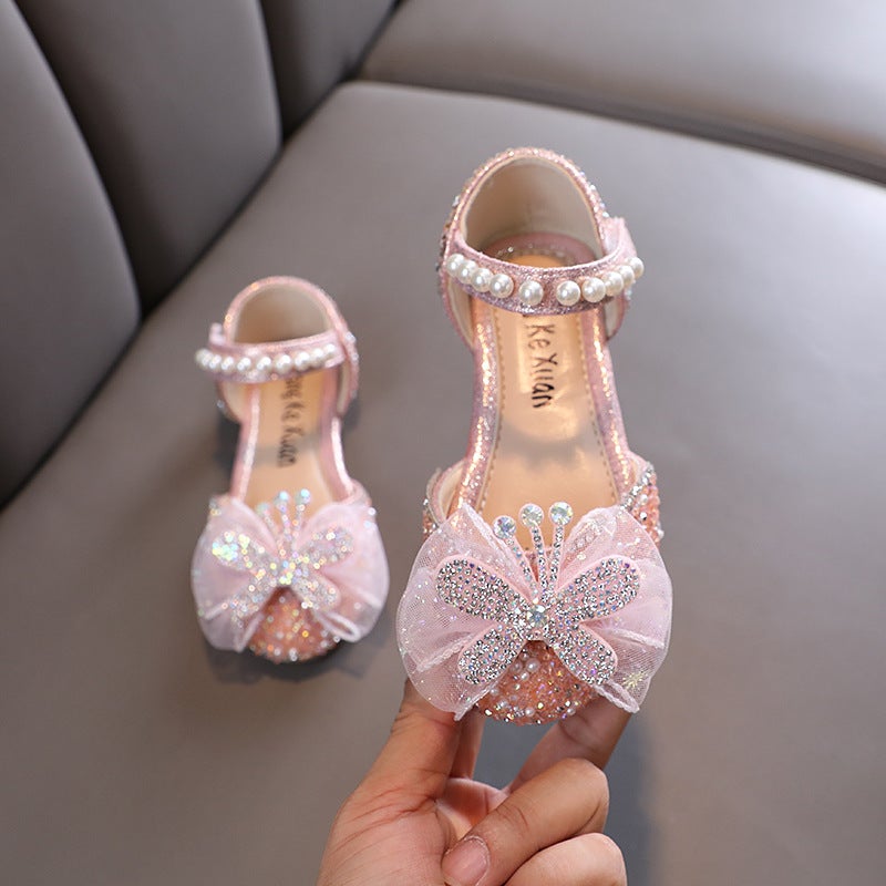 2026 Autumn New Style Ladylike Baby Girls Princess Diamond Single Shoes Leather Shoes Dance Performance Shoes Sandals - Image 1