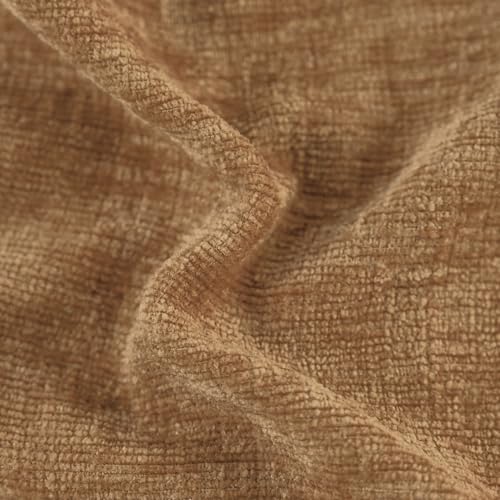 CaliTime Throw Pillow Covers Decorative 18 X 18 Inches Pack of 2 Cozy Solid Dyed Soft Chenille Cushion Cases with Pom Poms for Couch Sofa Bed Living Room Home Apricot Brown - Image 3
