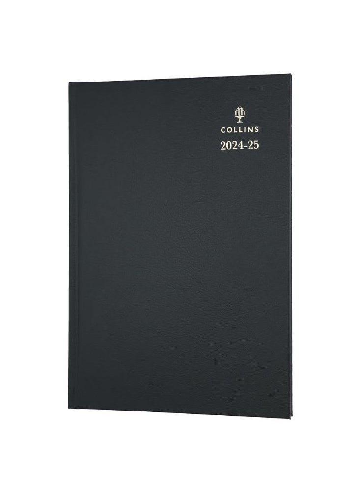 Collins - Collins Standard Desk Mid Year Diary Planner A5 Day To A Page Academic Year 2024-25 (Appointments) FSC Paper - Black - Daily Journal for Students, Teachers - 52M.99-2425 - July 2024 to July 2025 - Image 1