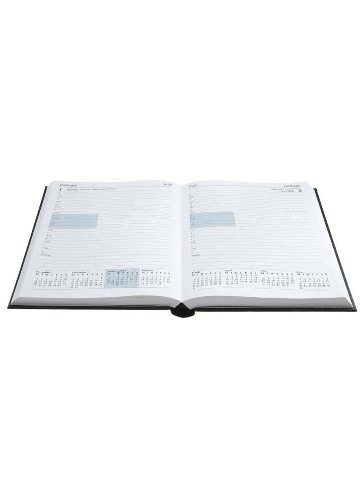 Collins - Collins Standard Desk Mid Year Diary Planner A5 Day To A Page Academic Year 2024-25 (Appointments) FSC Paper - Black - Daily Journal for Students, Teachers - 52M.99-2425 - July 2024 to July 2025 - Image 1