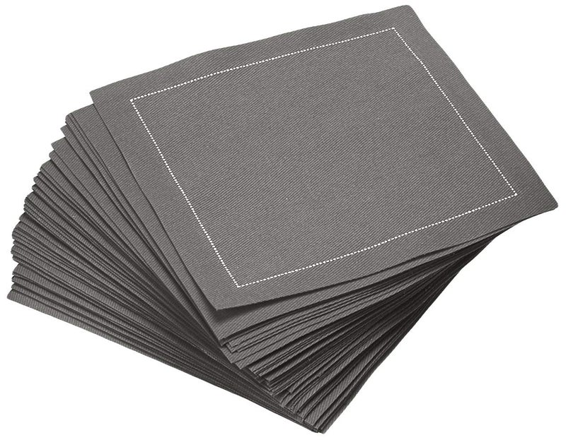 Five Star Napkins Cotton Cocktail Napkins, Beverage Napkin, Bar Napkin, Party Napkins, Small Napkins, Napkins for Events, Holidays, Weddings, Parties 4.5" x 4.5" - Single Use (50 x) Anthracite - Image 1