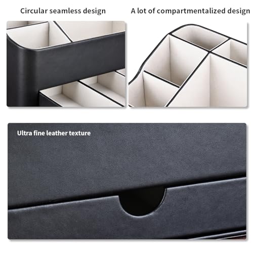 KINGFOM Desk Organizer with Drawer, Multifunction Pencil Holder for Desk, Desk Organizer and Accessories 5 Comparetments for Home Office Supplies (Black) - Image 4
