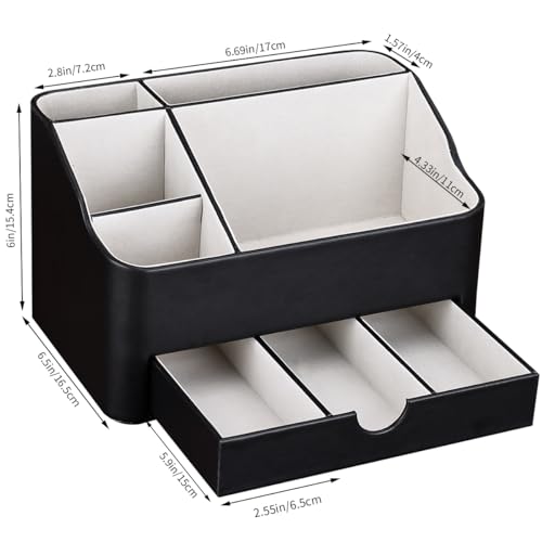 KINGFOM Desk Organizer with Drawer, Multifunction Pencil Holder for Desk, Desk Organizer and Accessories 5 Comparetments for Home Office Supplies (Black) - Image 3