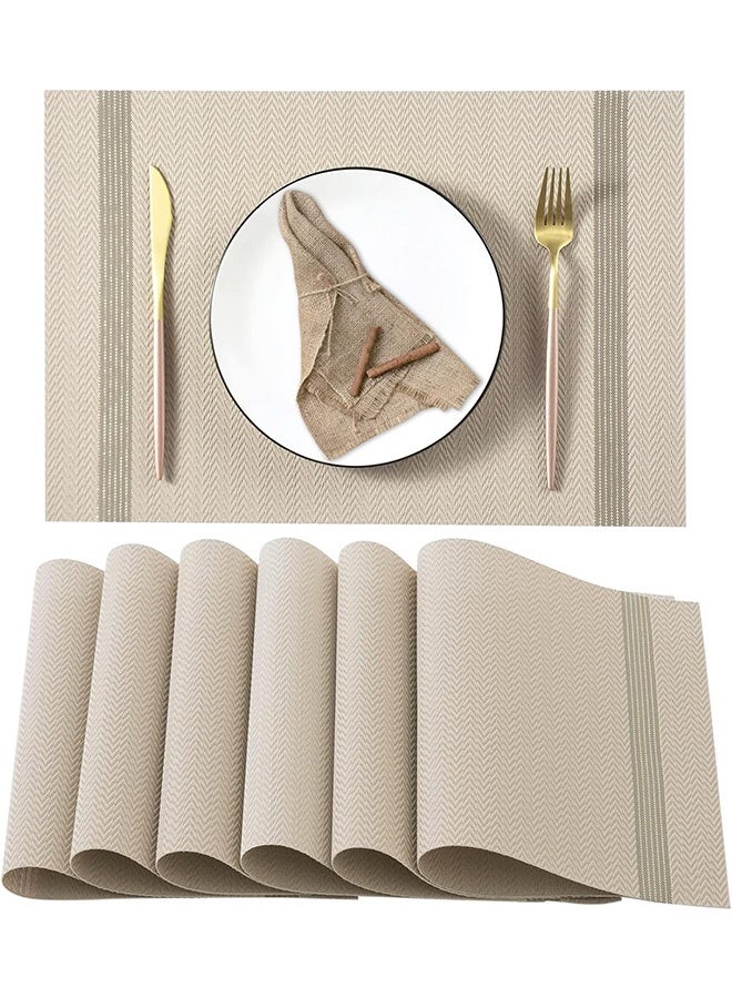 Place mats Set of 6, Placemats for Dining Table,Heat-Resistant Placemats, Stain Resistant Washable PVC Table Mats,Kitchen Table mats - Image 1