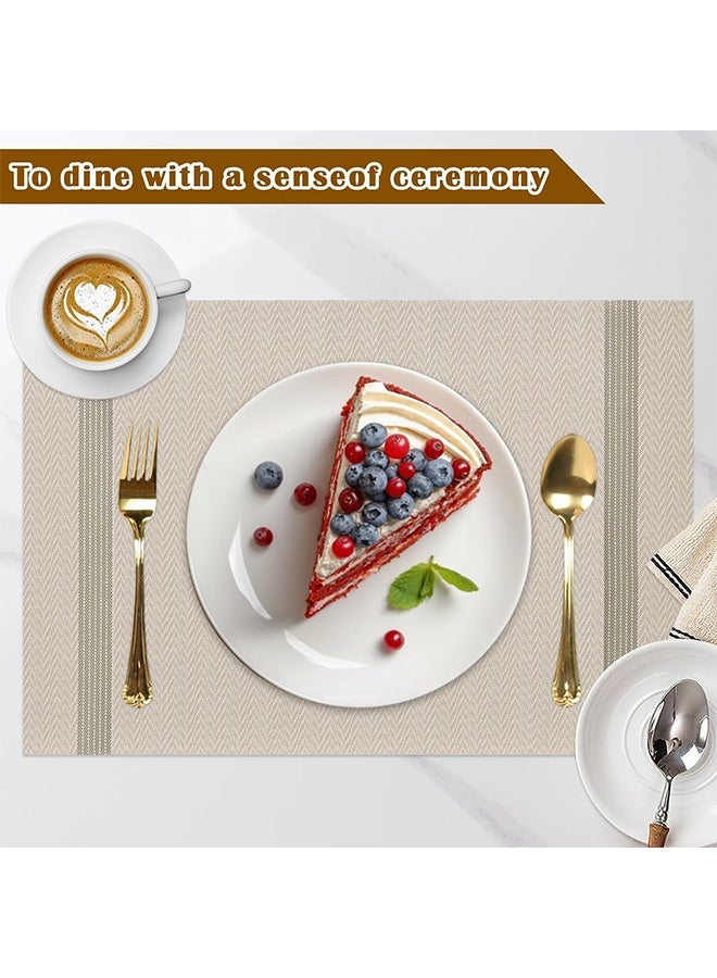 Place mats Set of 6, Placemats for Dining Table,Heat-Resistant Placemats, Stain Resistant Washable PVC Table Mats,Kitchen Table mats - Image 4