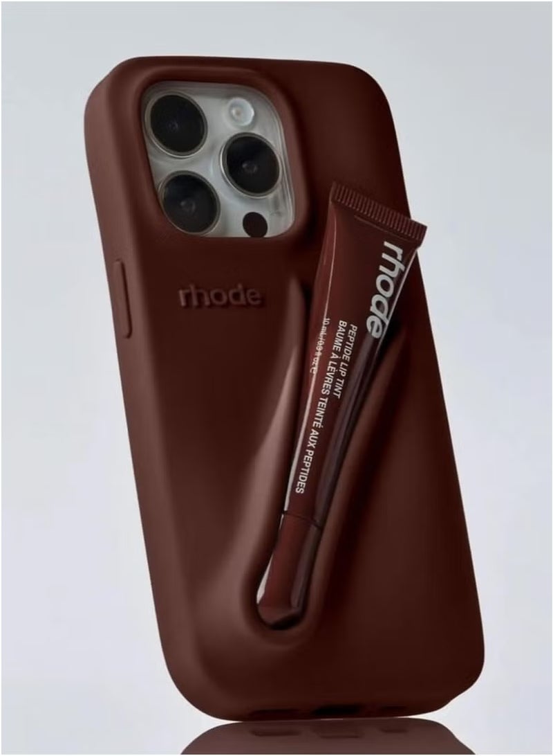 rhode iPhone 12/13 Pro Max Silicone Case Lip Holder for Cell Phone, Lip Gloss Adhesive Sleeve for Phone, Lip Holder Stick-on Phone Case, Back Stick On Holder for iPhone Phones (BROWN) - Image 3