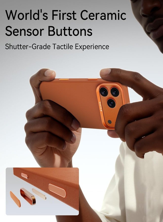 رابتيك جراب Raptic Urban Nano لهاتف iPhone 17 Pro Max، متوافق مع MagSafe [زر تحكم الكاميرا مغطى]، غطاء من الجلد البوليمري النباتي خفيف الوزن للغاية [معيار عسكري 2M] مقاوم للخدش - برتقالي - Image 2