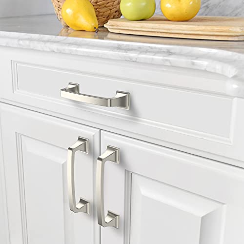 Amerdeco 30 Pack Brushed Satin Nickel Cabinet Hardware - 3-3/4 Inch(96mm) Hole Center Kitchen Cabinet Handles for Bathroom Drawer Pulls Dresser Pulls ZH0002 - Image 3
