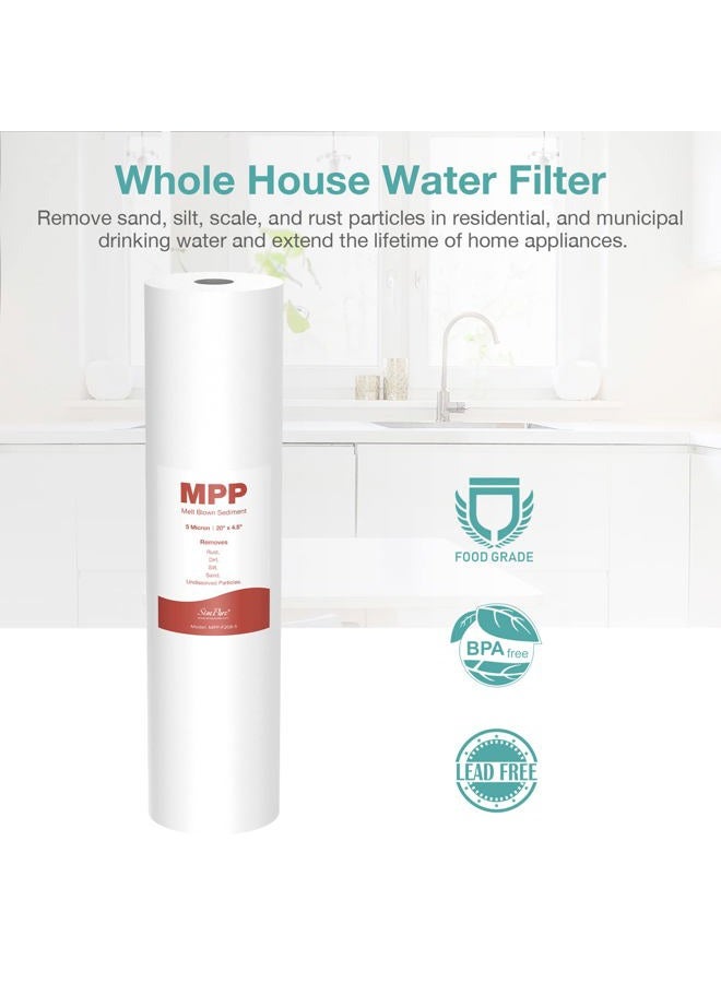Simpure 5 Micron 20 Inch Big Whole House Sediment Water Filter, 20" x 4.5" Water Filter Cartridge Replacement for DB20 Blue Housing, WGB22B, WGB32B, AP802, BB20B, BB20T, 2-Pack - Image 5
