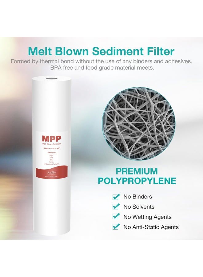 Simpure 5 Micron 20 Inch Big Whole House Sediment Water Filter, 20" x 4.5" Water Filter Cartridge Replacement for DB20 Blue Housing, WGB22B, WGB32B, AP802, BB20B, BB20T, 2-Pack - Image 2