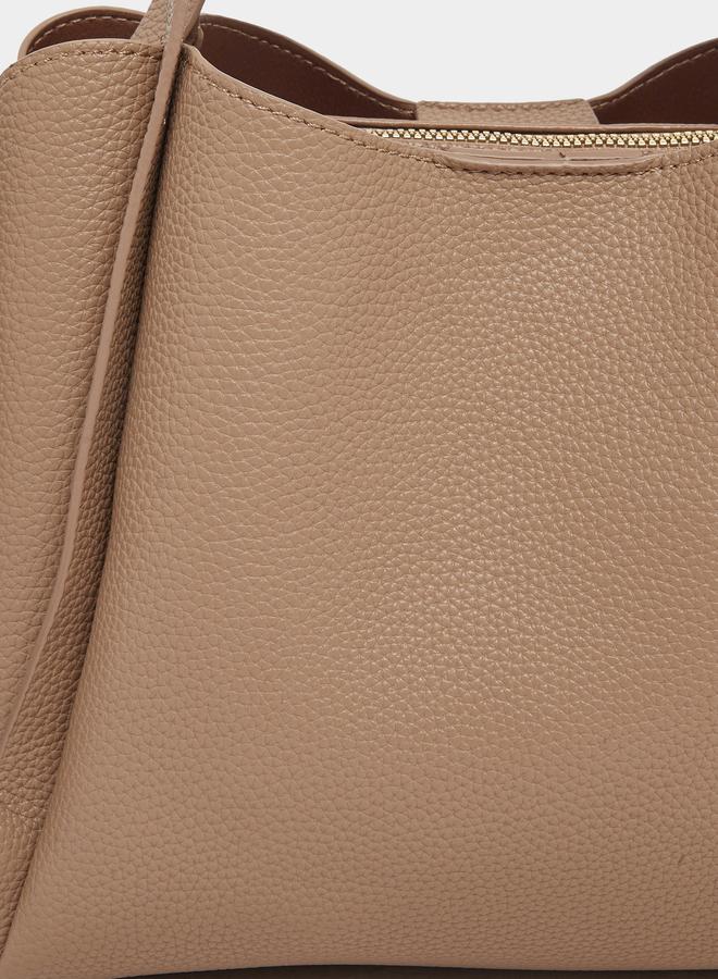 Styli Brown Textured Tote Bag - Image 3