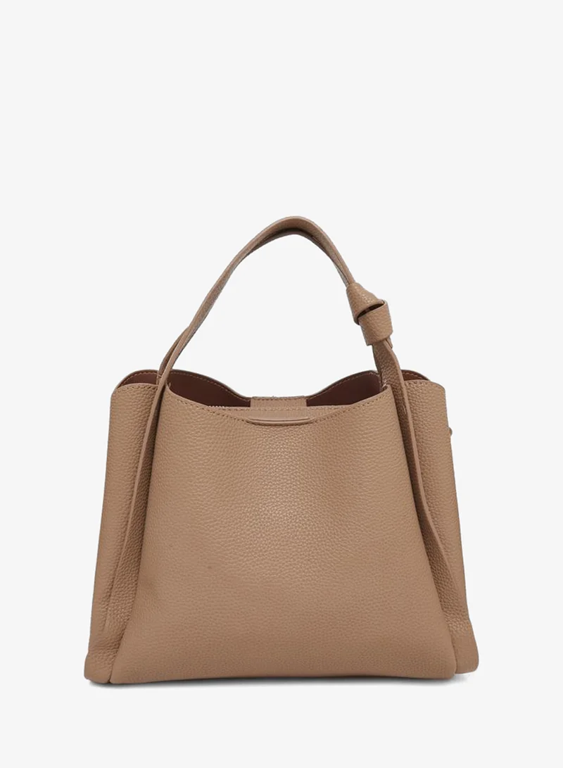 Styli Brown Textured Tote Bag