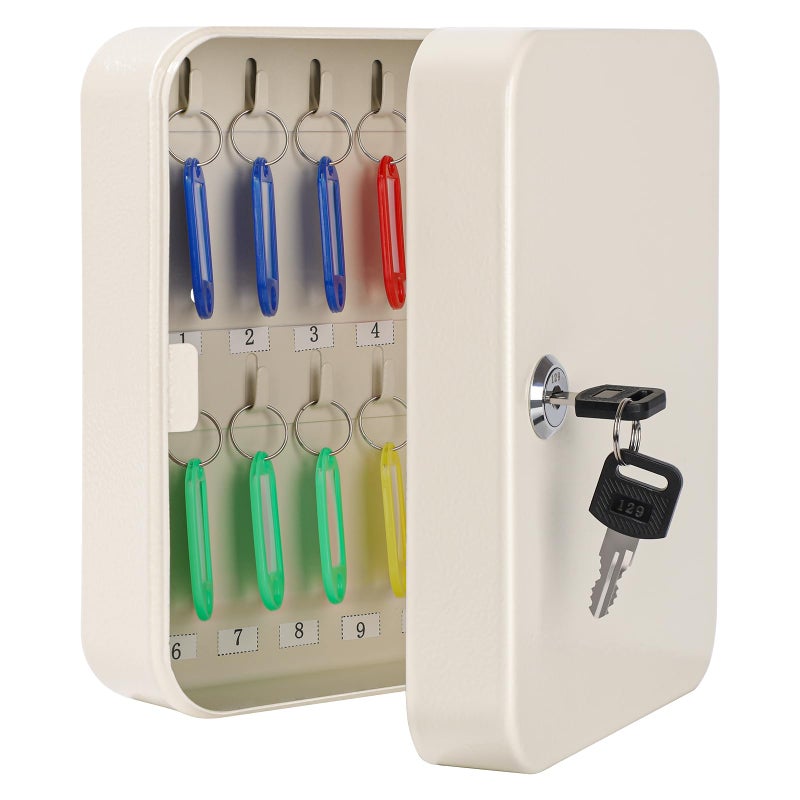 KYODOLED Key Cabinet Wall Mount Locking Key Organizer Key Storage Lock Box with Key Key Management with 20 Key Hooks Tags Key Lab787 x 629 x 314 Beige 20 Key