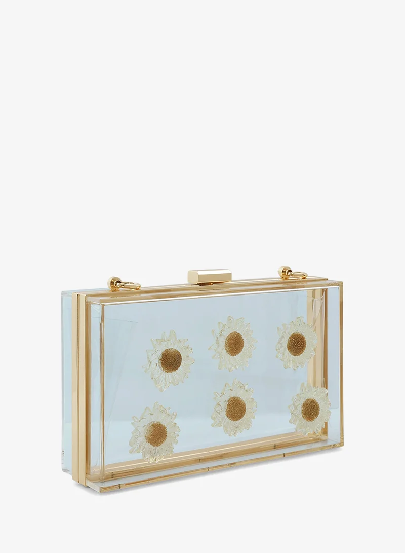 London Rag London Rag Transparent Daisy Detail Clear Clutch Bag