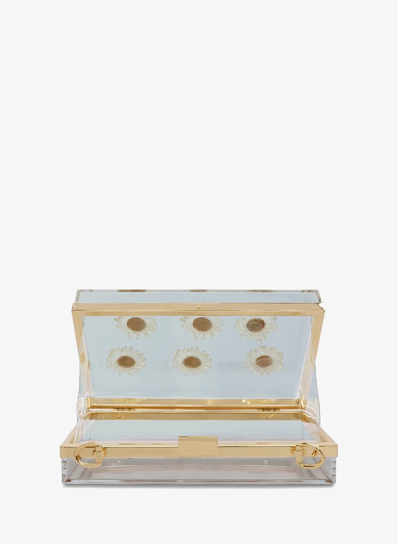 London Rag London Rag Transparent Daisy Detail Clear Clutch Bag