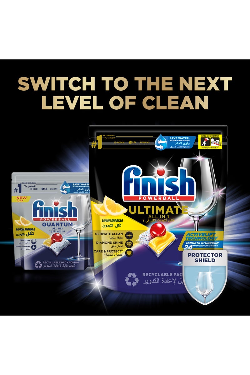 Finish Powerball Quantum Dishwasher Tablets Lemon Sparkle Scent 2 x 21 Tabs - Image 4