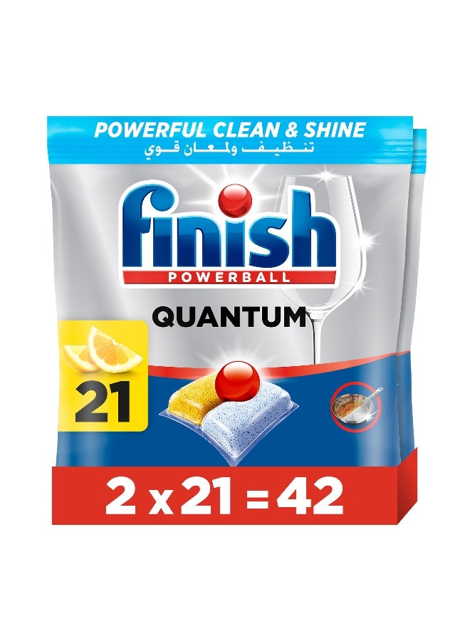 Finish Quantum All in 1 Dishwasher Tablets, Lemon Sparkle Scent, 42 Tabs - Image 1