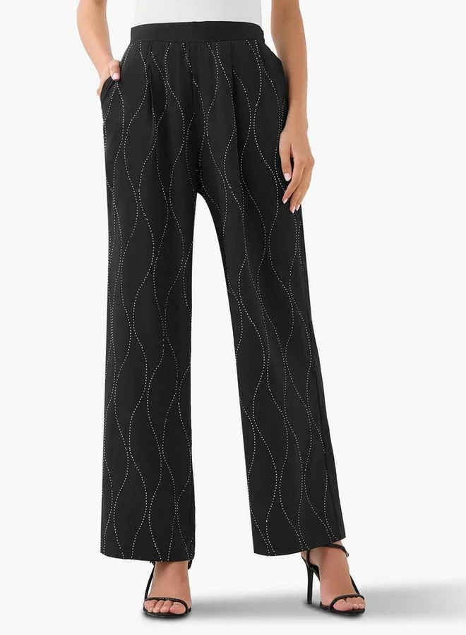 Splash FAV Wide-Leg Embellished Trousers