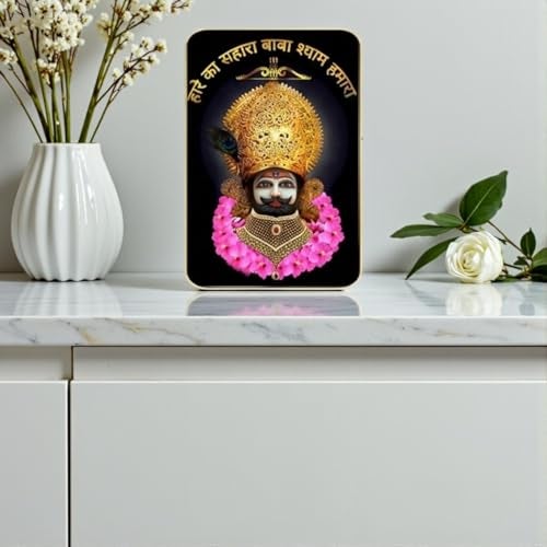 Masstone Premium Crystal Khatu Shyam Ji Wall Painting | High Gloss UV Coated | Golden Slim Frame | 12x18 Inch (45x30 cm) | Ready to Hang Wall Art for Living Room, Bedroom, Temple & Office Decor - Image 4