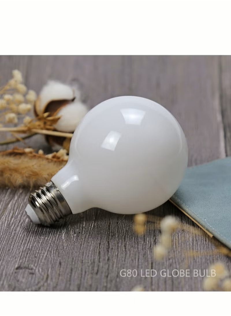 HILUKE - 6W LED G80 Edison Light Bulb Soft White 3000K 450lm E27 Medium Base Milky Glass Finishing Perfect for Vanity Makeup Mirror Droplight Floor lamp - Image 1