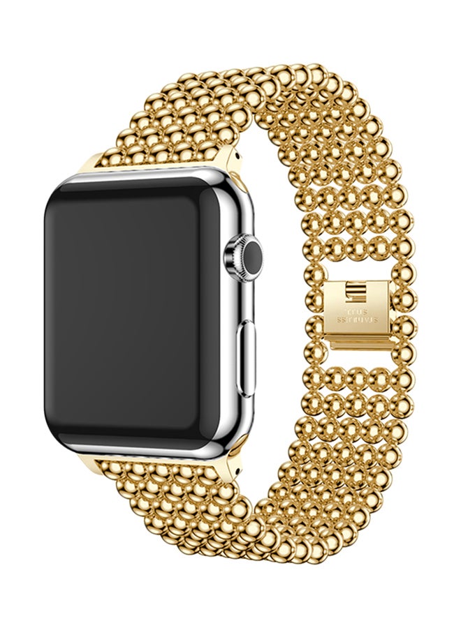 ISank Round Beads Replacement Band For Apple Watch Series 3/2/1 Gold - Image 4