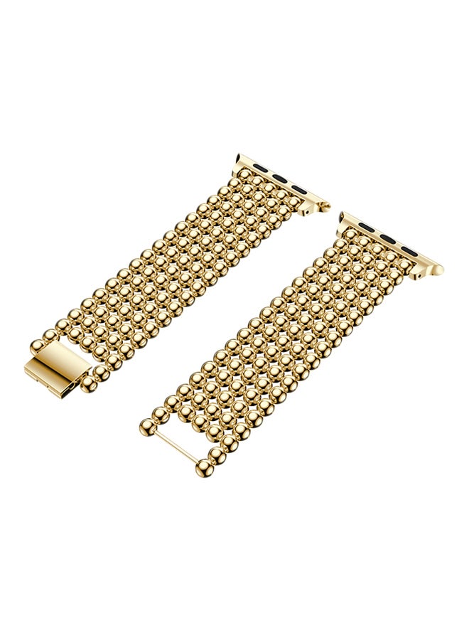 ISank Round Beads Replacement Band For Apple Watch Series 3/2/1 Gold - Image 2