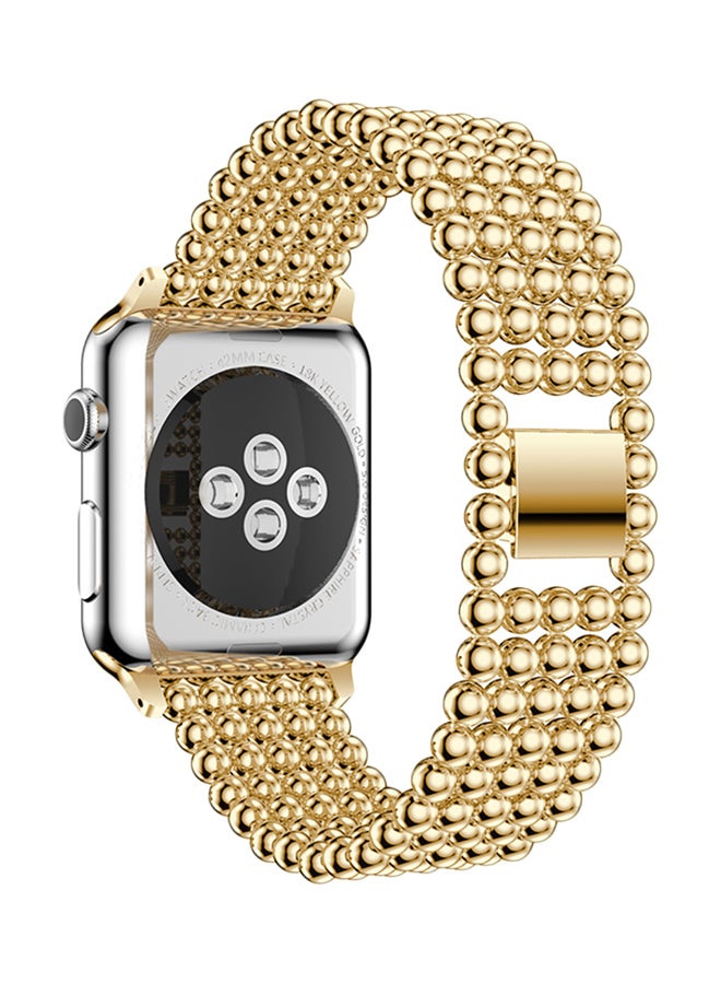 ISank Round Beads Replacement Band For Apple Watch Series 3/2/1 Gold - Image 3