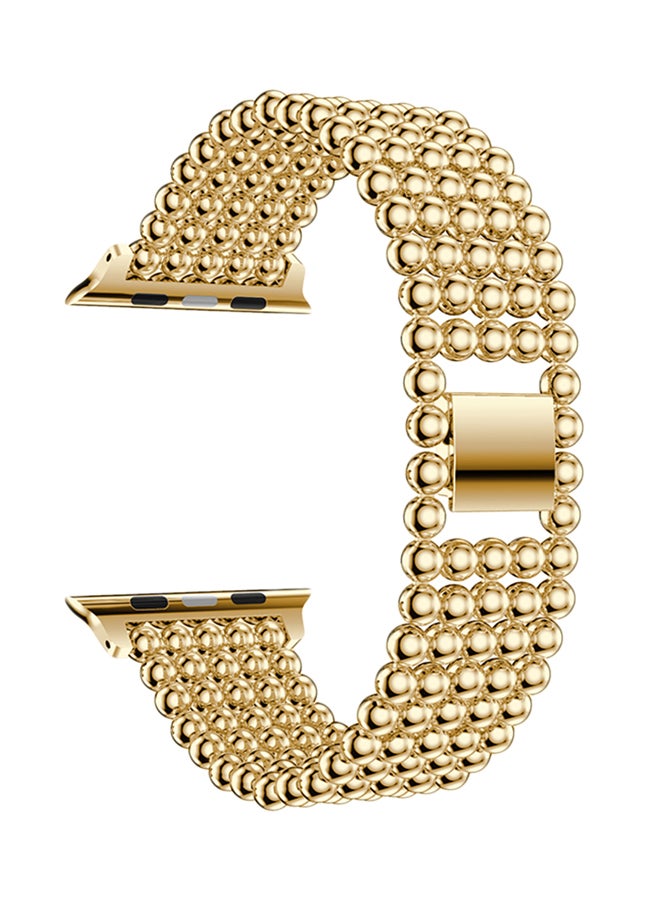 ISank Round Beads Replacement Band For Apple Watch Series 3/2/1 Gold - Image 1