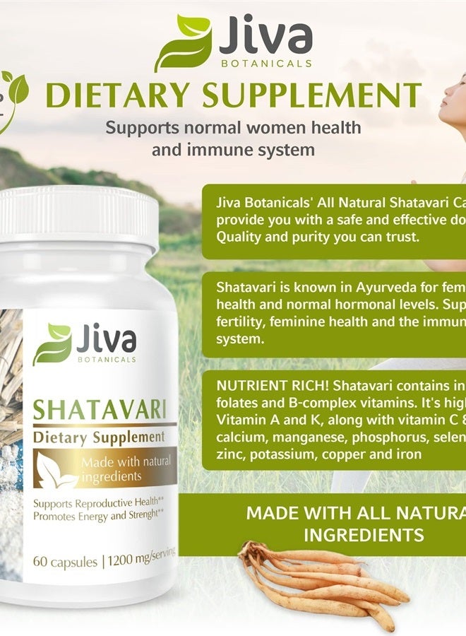 Jiva BOTANICALS Organic Shatavari Capsules 1200 Mg - Shatavari Root Powder Extract Supplement - Support Normal Hormonal Balance for Women - Made with Asparagus Racemosus Roots Herb - 60 Capsules - Image 2