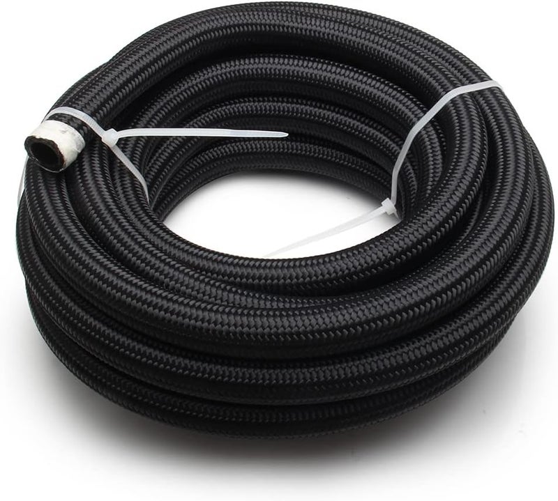 YIUIY 12AN 3/4" 10FT Fuel Line Hose CPE Braided Nylon Stainless Steel for Diesel Gas Coolant Black - Image 1