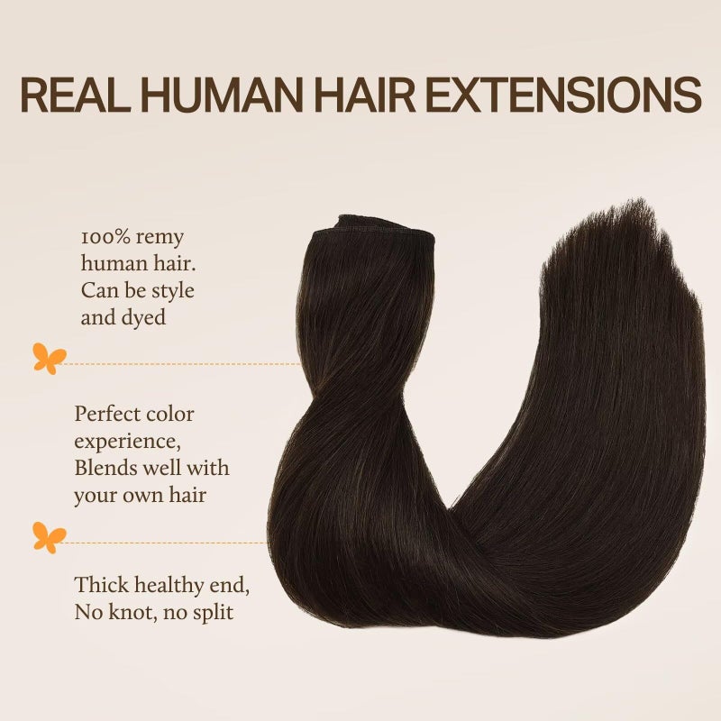 DOORES Wire Hair Extensions 18 Inch 95g Remy Human Wire Hair Extensions Invisible Transparent Line Adjustable Hairpieces Secret Extensions Straight Hair Light Dark Brown - Image 2