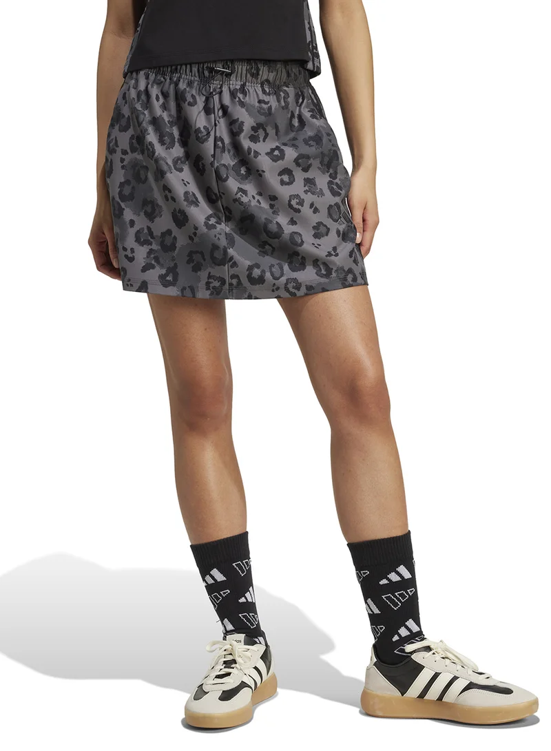 Adidas 3-Stripe Animal Printed Woven Skirt