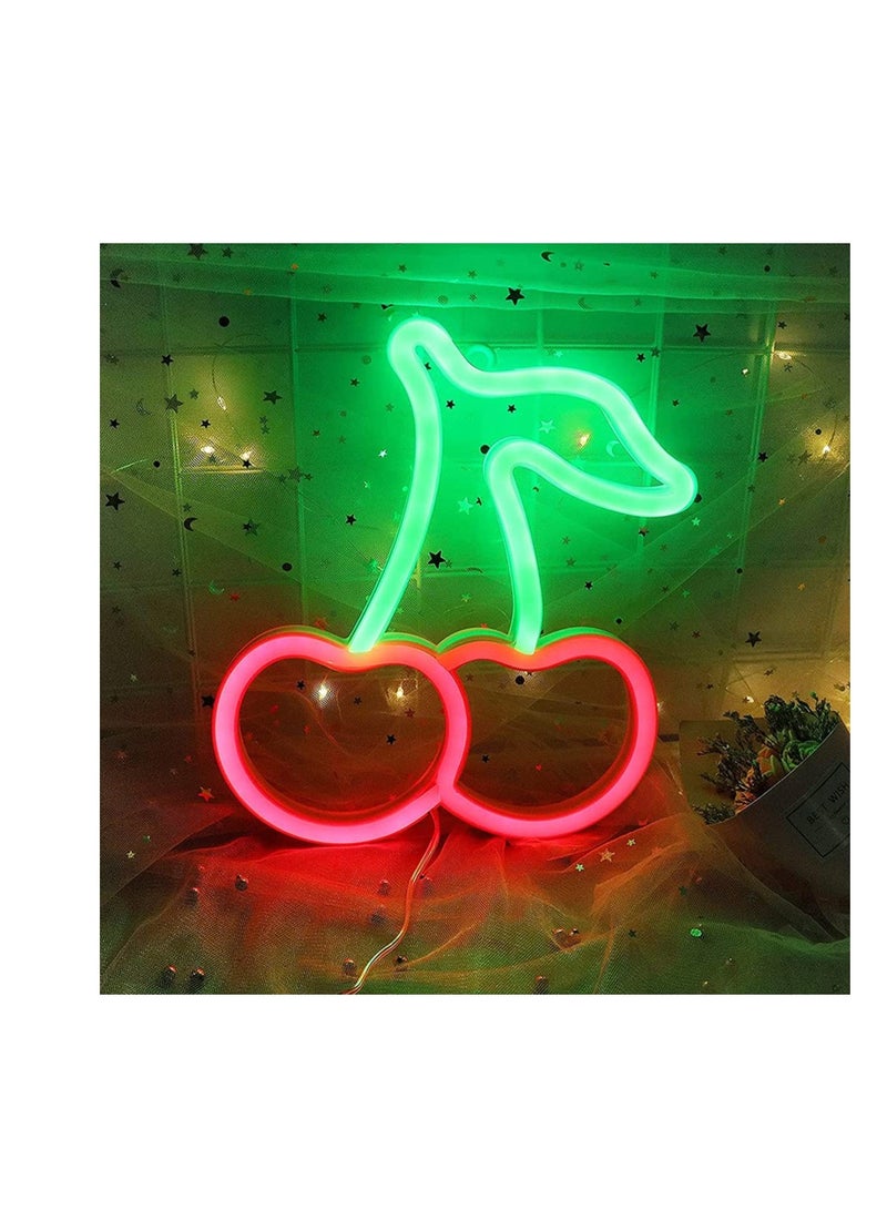SYOSI Cherry Neon Lights Led Lamp Signs Neon Light Red Room Decor Aesthetic Led Light Butterfly Night Light for Bedroom Bar Hotel Party Wedding Party Kids Room Game Room Wall Art Decoration