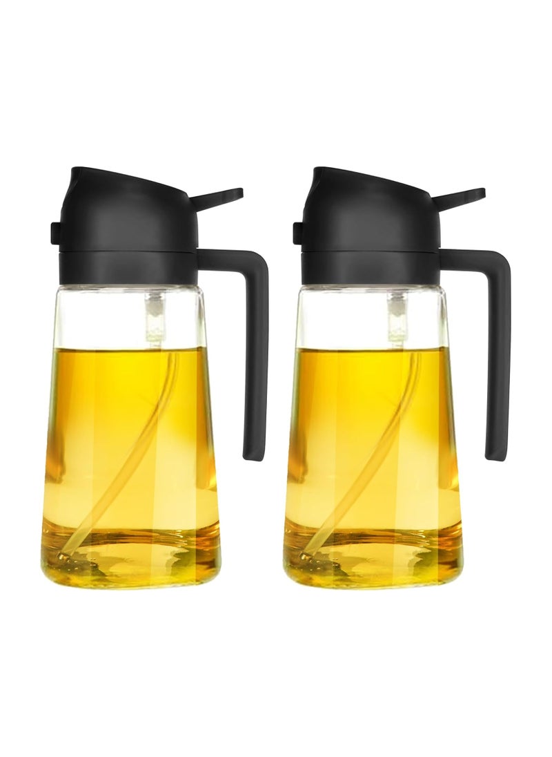Raxoom Oil Spray Bottle 2 in 1 Oil Dispenser & Sprayer (16oz / 470ml) for Cooking, Salad, BBQ - Olive Oil Spray Bottle Large Capacity for Kitchen, Air Fryer, Baking, Grilling - with Handle (Black)  - Image 2